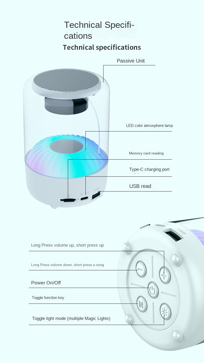 Wireless Bluetooth sound box with RGB lights