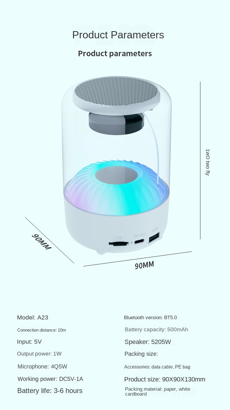 Wireless Bluetooth sound box with RGB lights