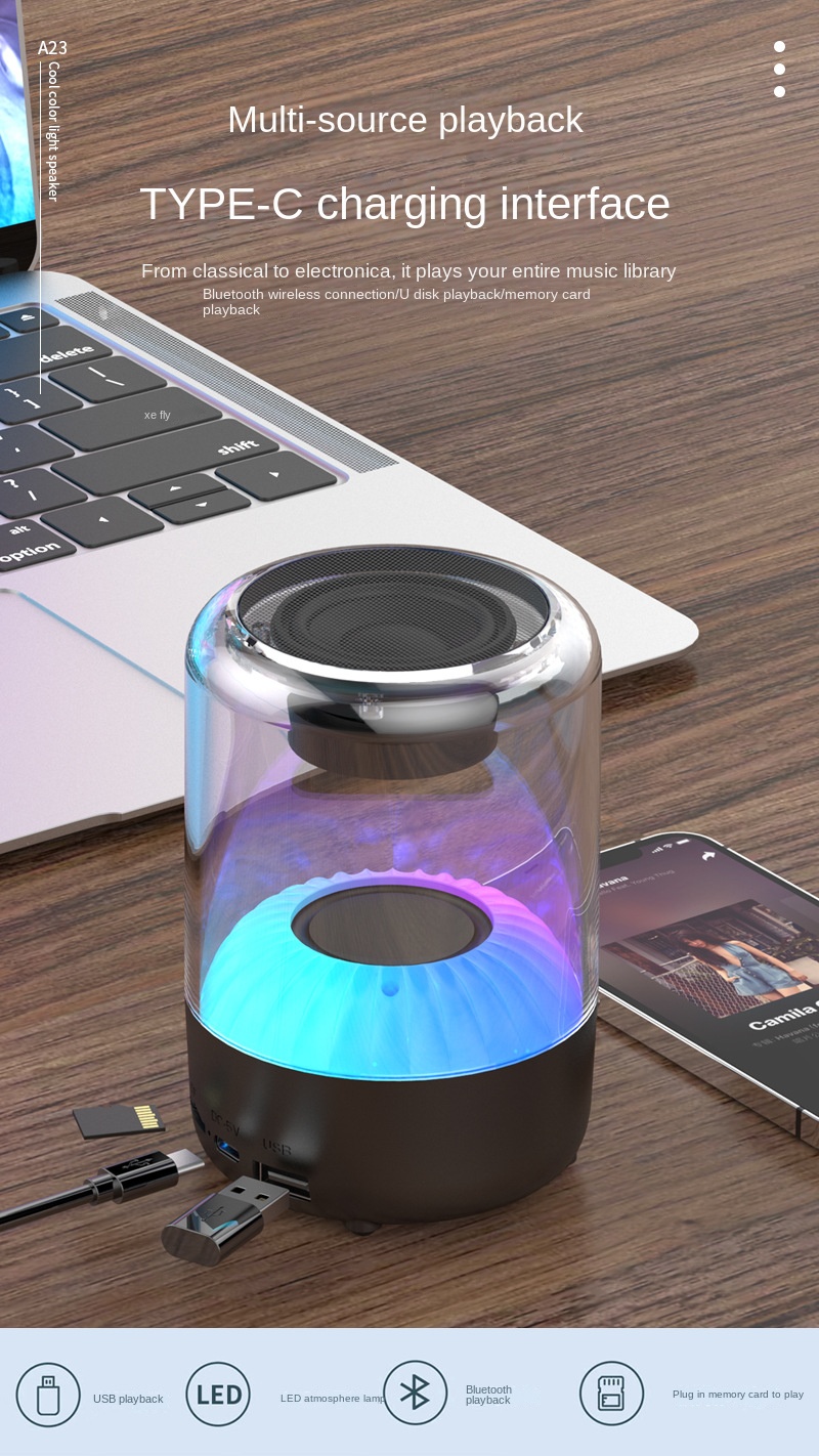 Wireless Bluetooth sound box with RGB lights