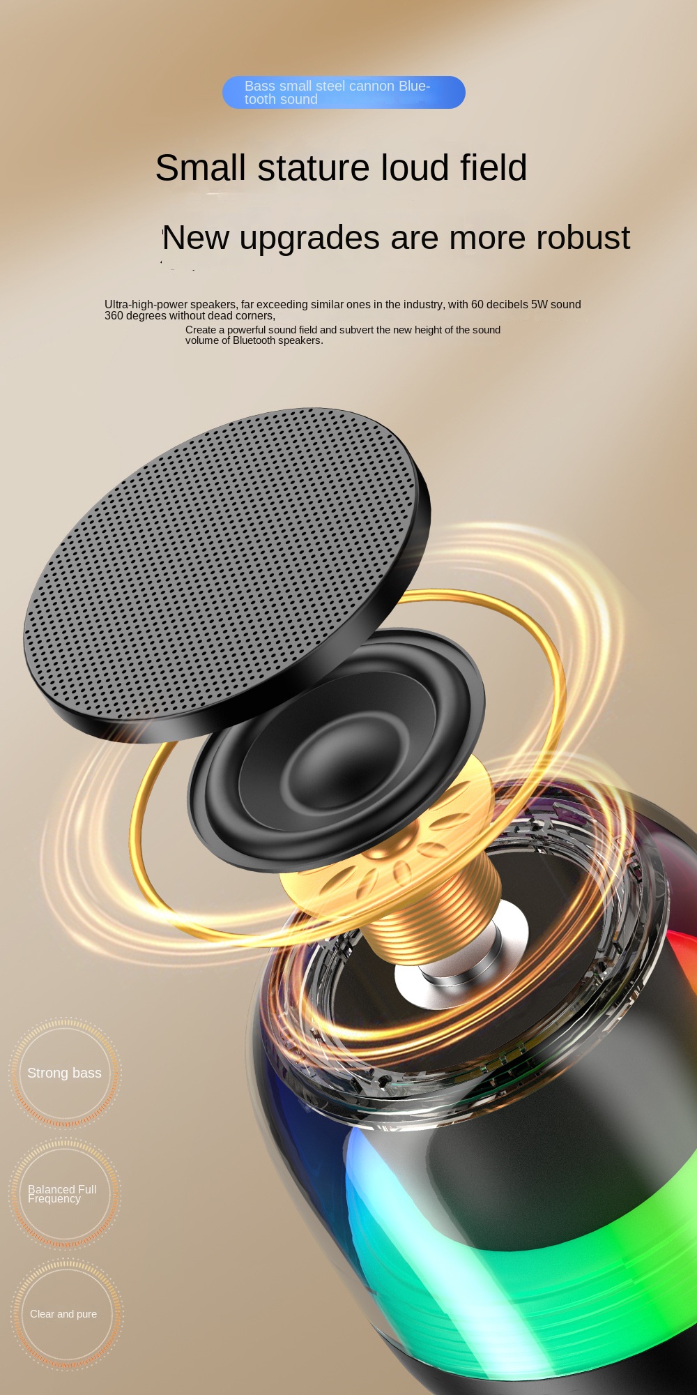 Wireless Bluetooth sound box with RGB lights