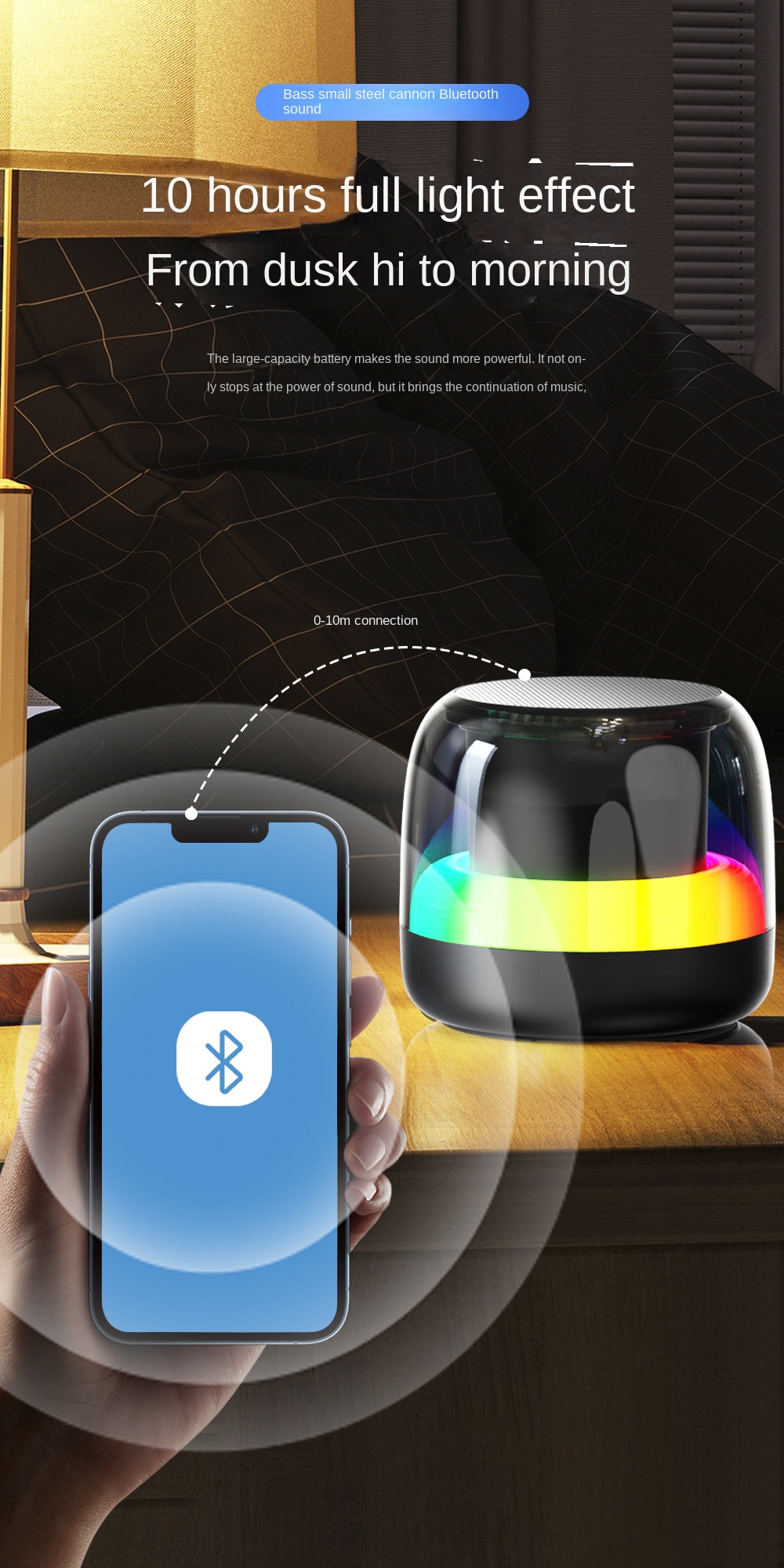 Wireless Bluetooth sound box with RGB lights