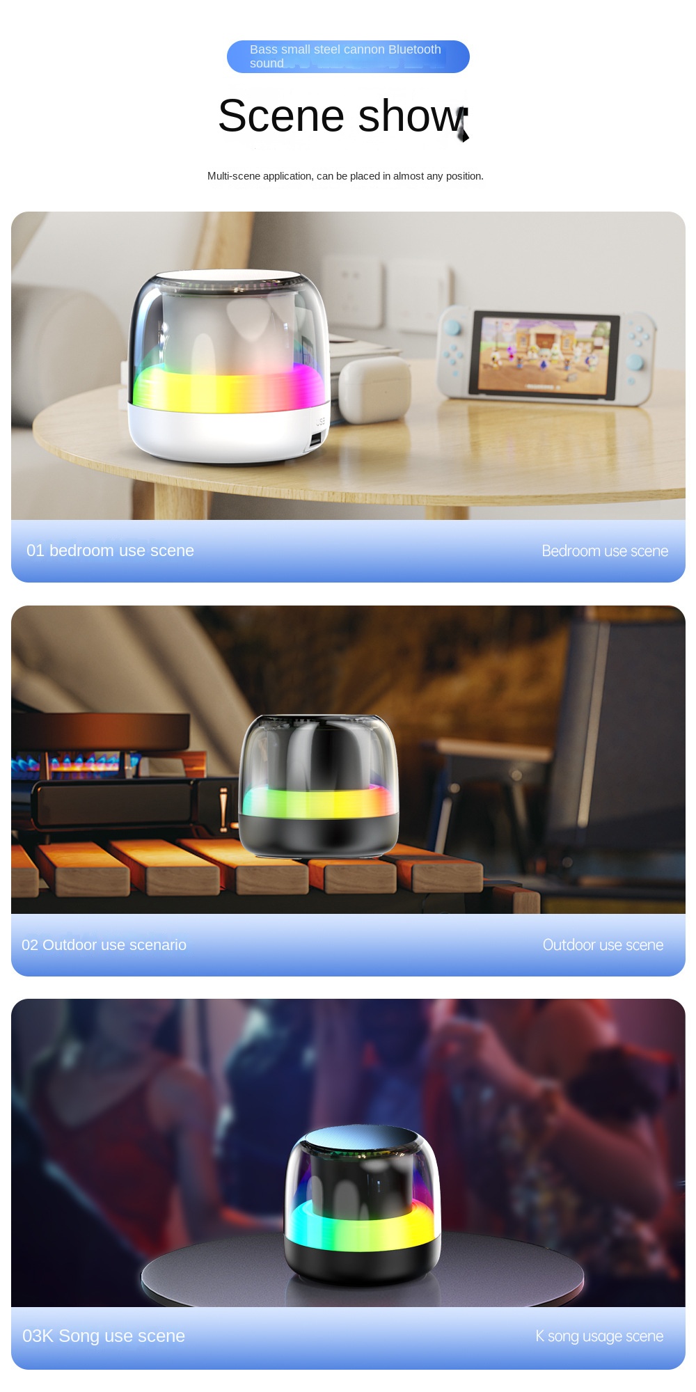 Wireless Bluetooth sound box with RGB lights