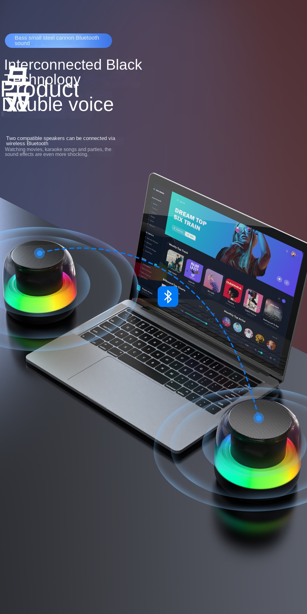 Wireless Bluetooth sound box with RGB lights