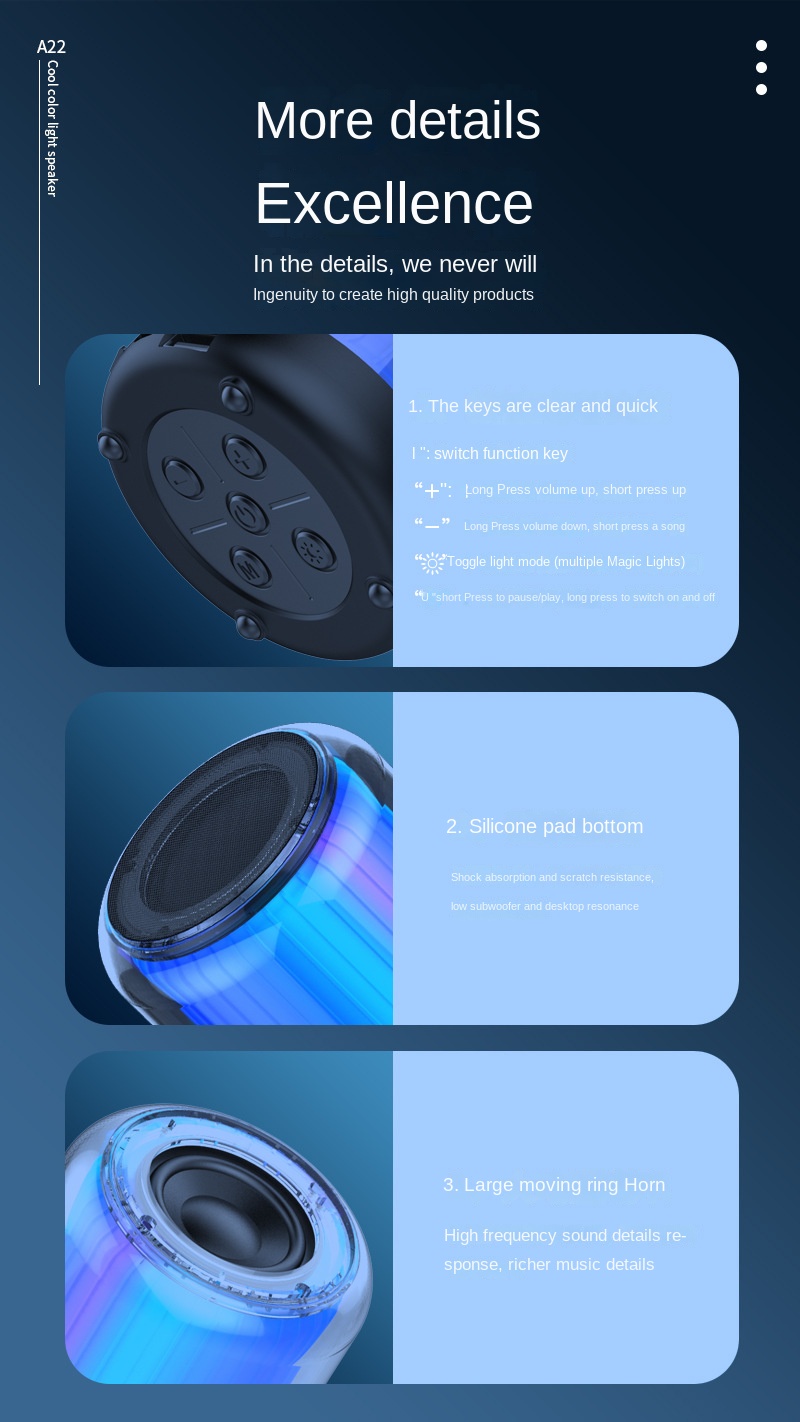 Wireless Bluetooth sound box with RGB lights