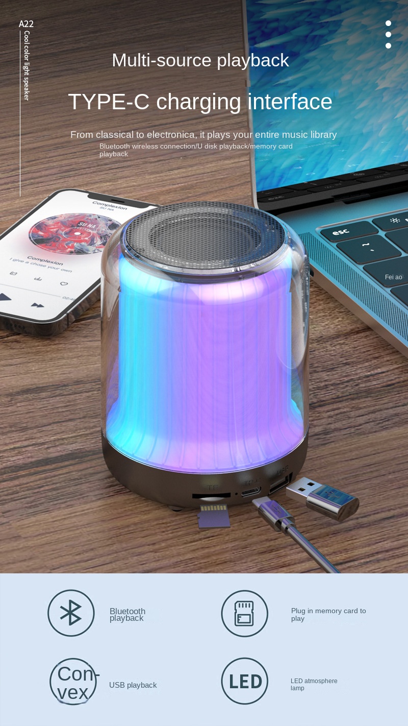 Wireless Bluetooth sound box with RGB lights