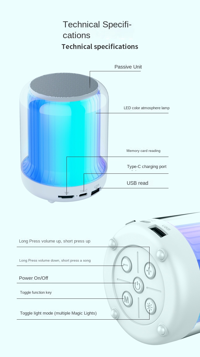 Wireless Bluetooth sound box with RGB lights