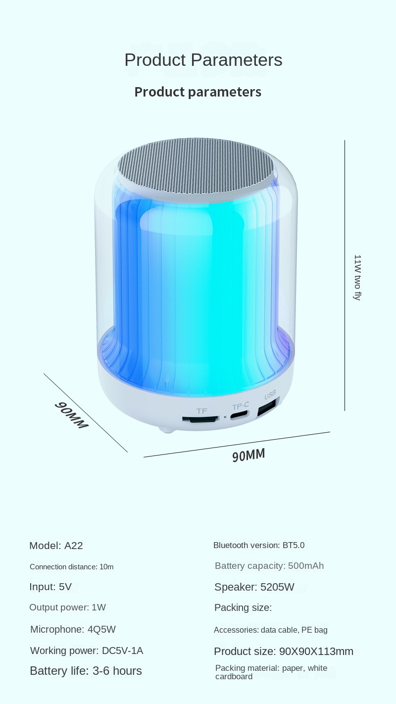 Wireless Bluetooth sound box with RGB lights