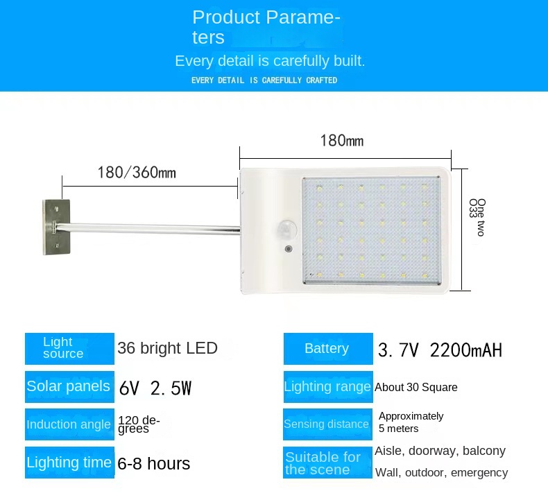 Solar Outdoor Wall Light IP65 Waterproof LED Solar Motion Sensor Light