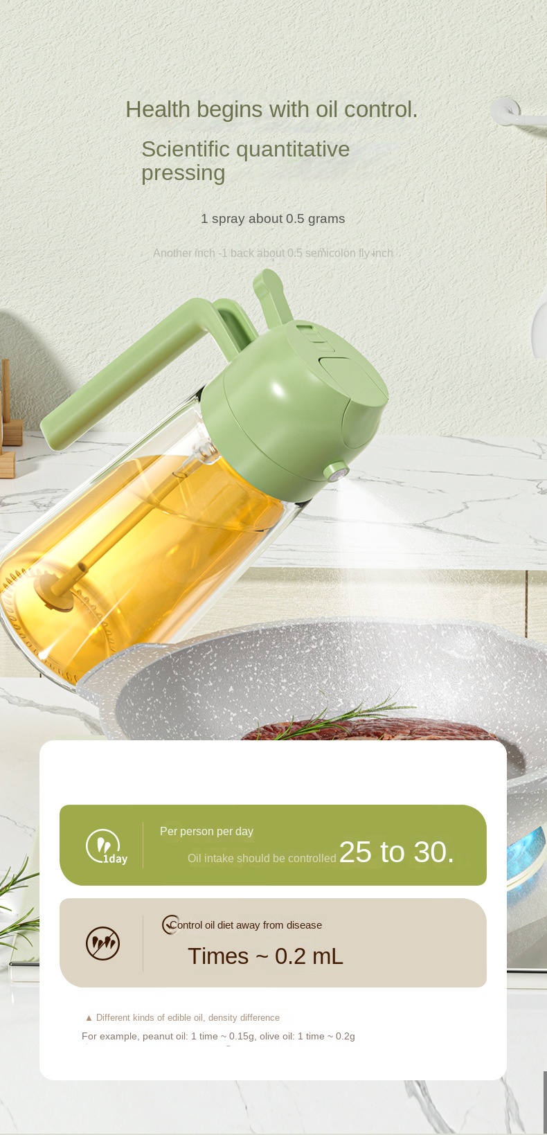 Glass Oil Sprayer Bottle for Kitchen, 470ml