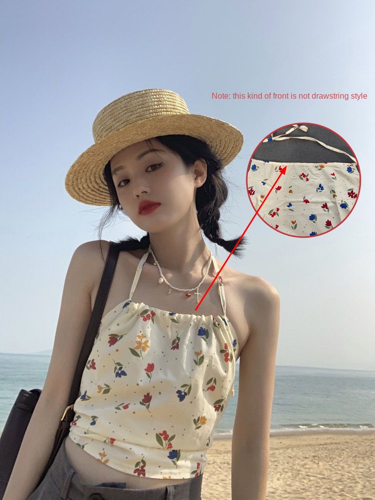 Floral Drawstring Neck Sling