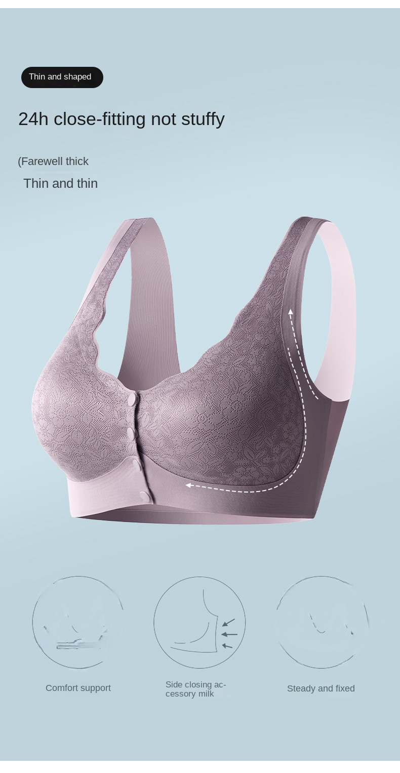 Lace Gathered Plus Size Bra