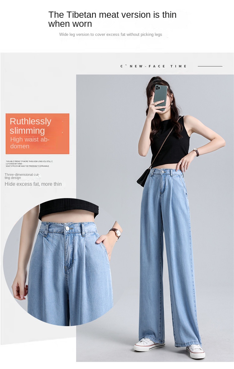 High-Waist Wide-Leg Denim Pants for Women