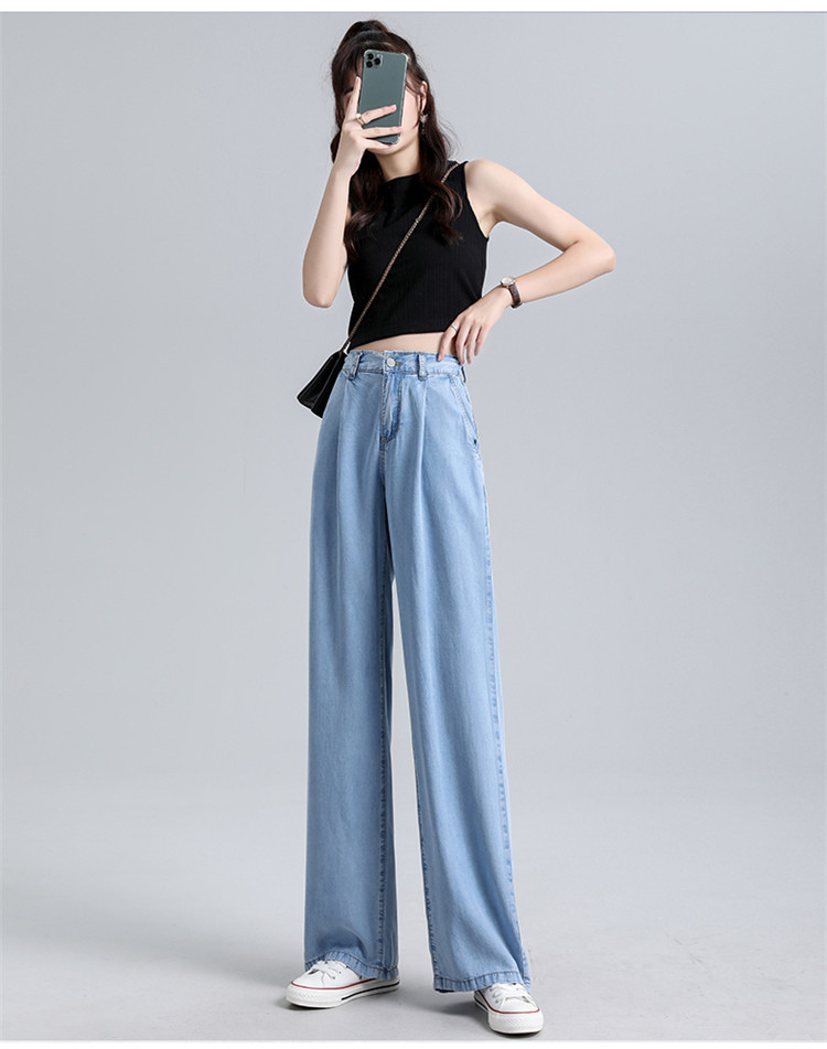 High-Waist Wide-Leg Denim Pants for Women