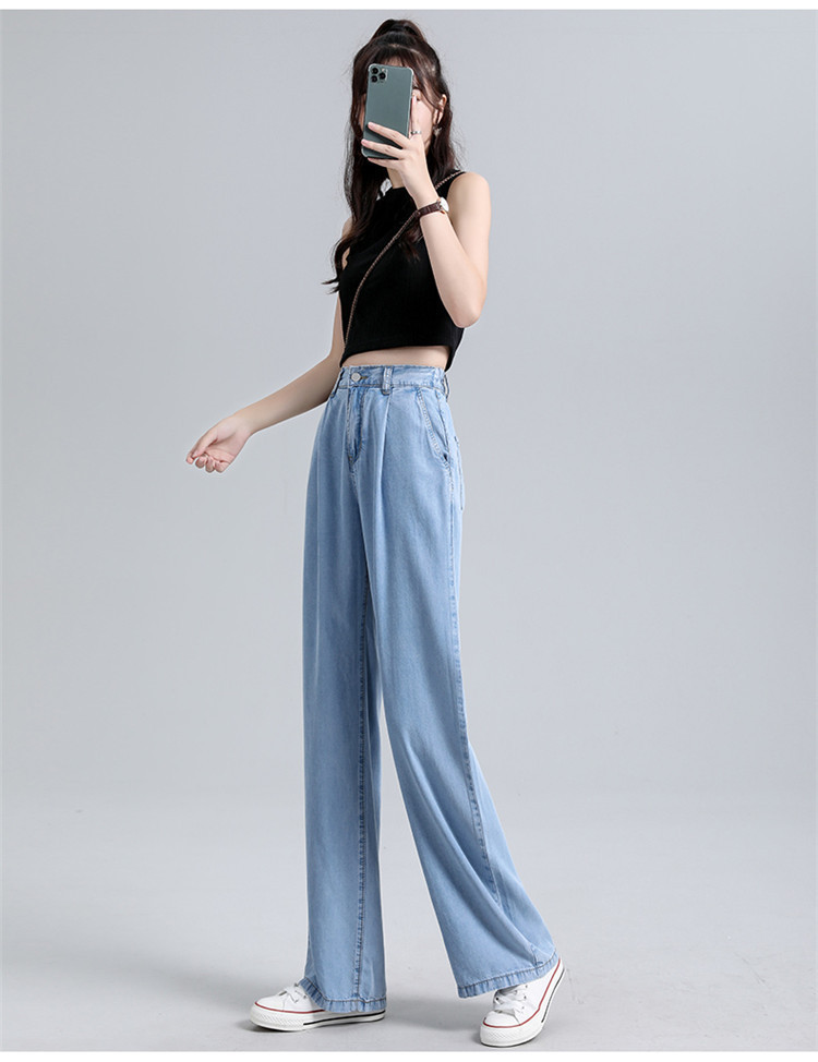 High-Waist Wide-Leg Denim Pants for Women