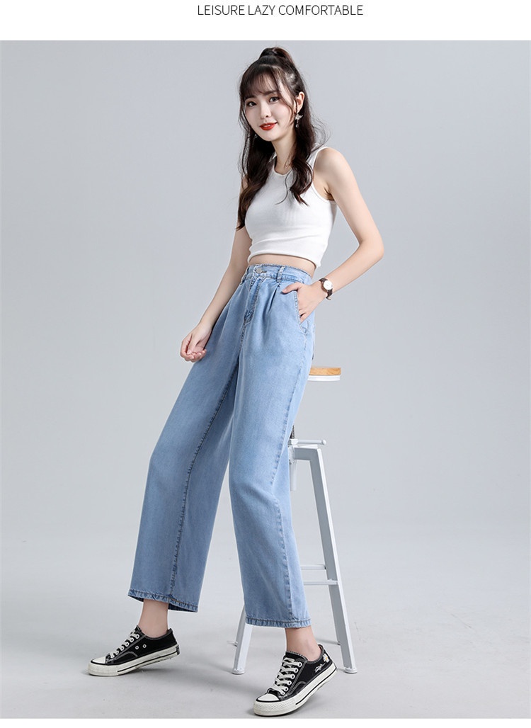 High-Waist Wide-Leg Denim Pants for Women