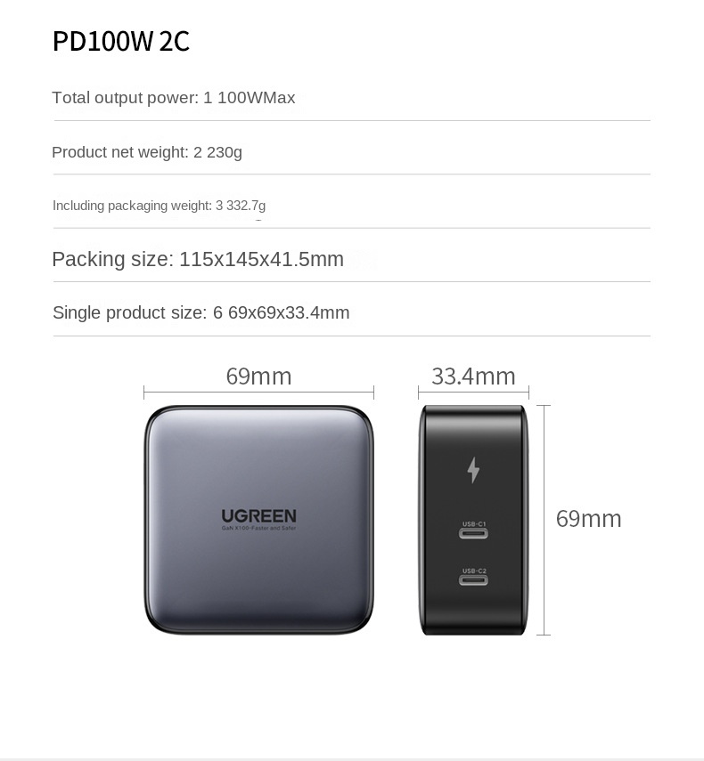 GaN 100W Charger PD Fast Charge