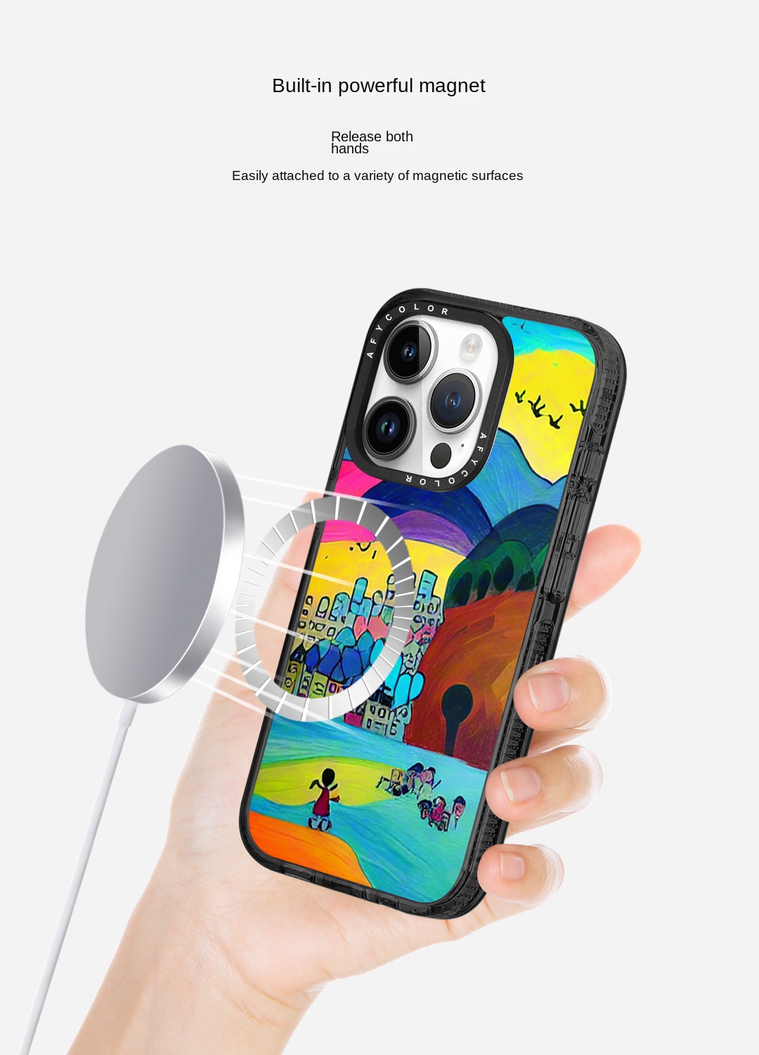 Magnetic Black iPhone Case, Compatible with iPhone 15 and 14