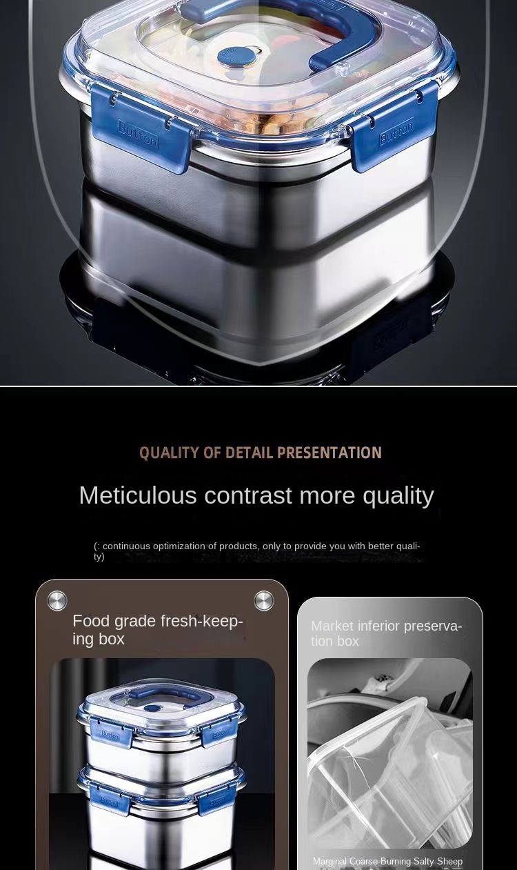 Stainless Steel Square Lunch Box with Lid