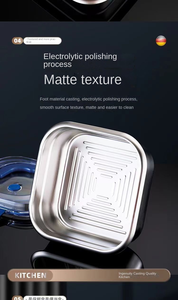 Stainless Steel Square Lunch Box with Lid