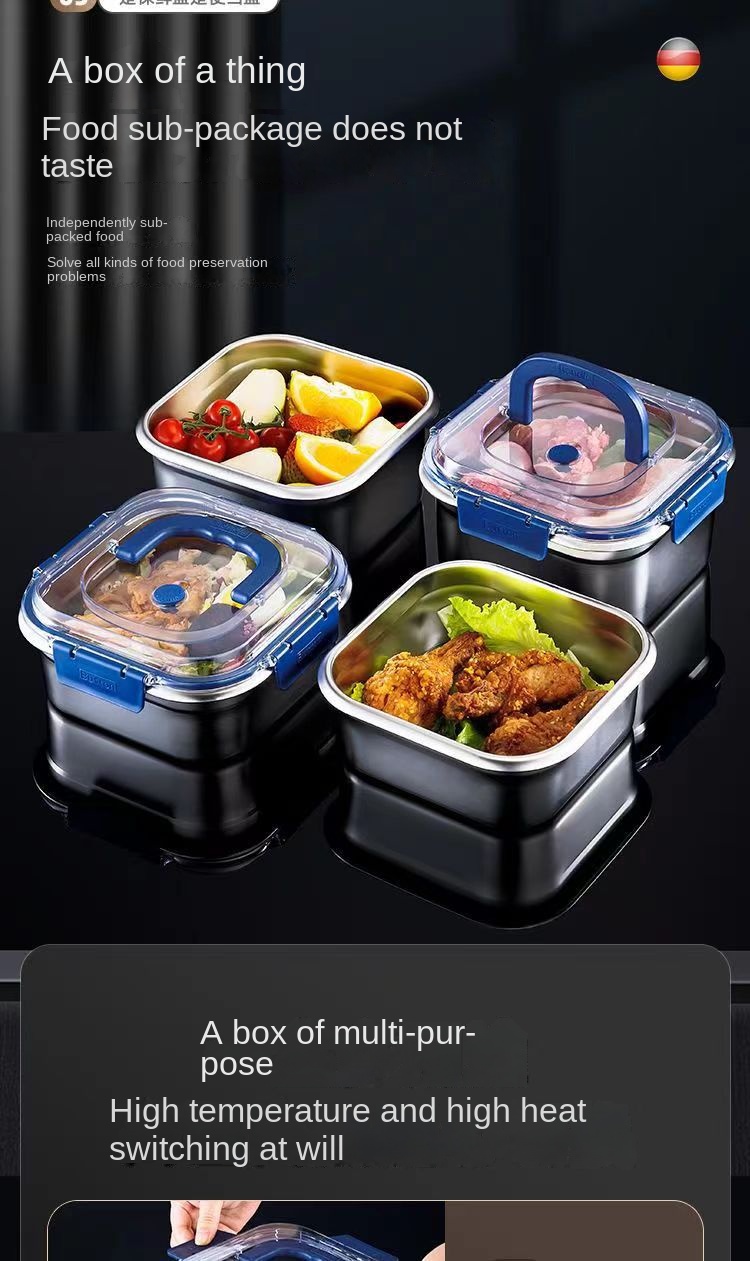 Stainless Steel Square Lunch Box with Lid