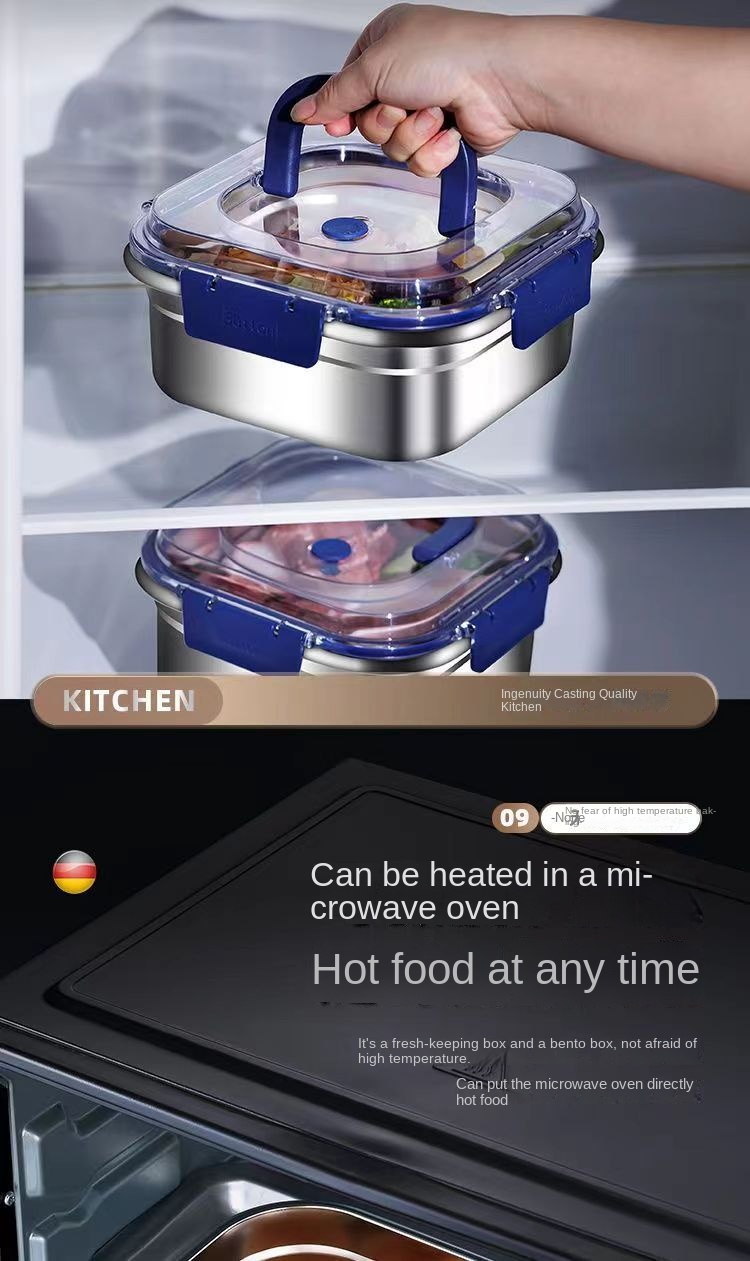 Stainless Steel Square Lunch Box with Lid