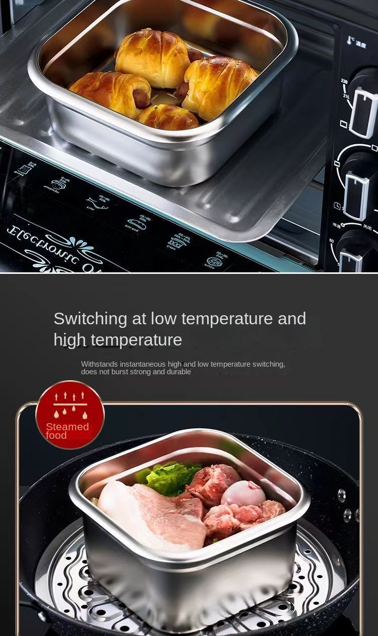 Stainless Steel Square Lunch Box with Lid