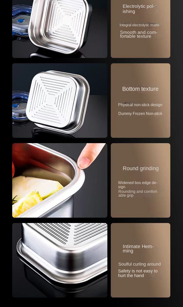 Stainless Steel Square Lunch Box with Lid