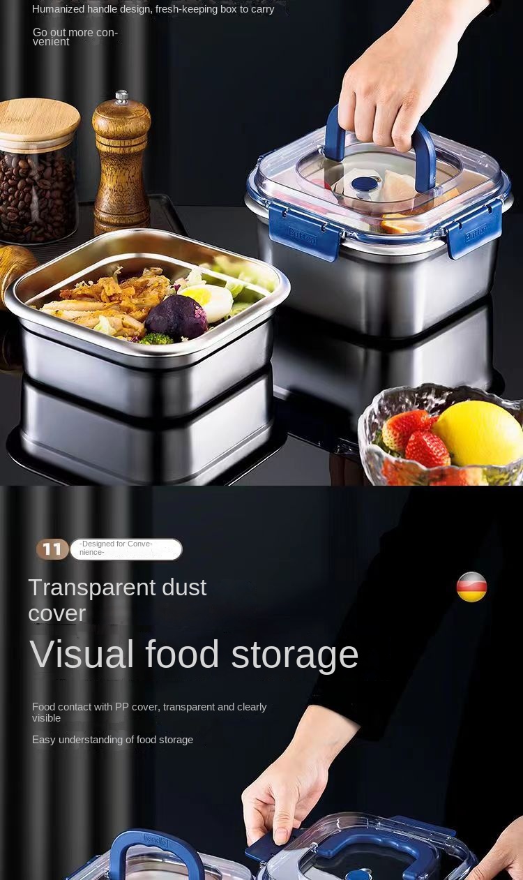 Stainless Steel Square Lunch Box with Lid