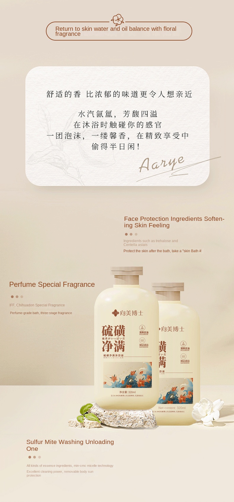 Sulfur Control Moisturizing Mite Removal Gentle Shower Gel