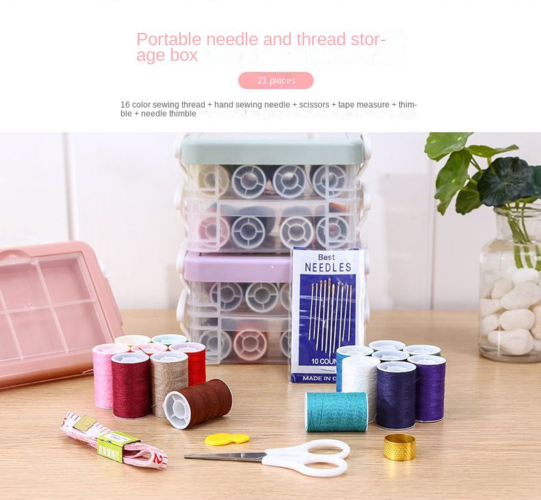 Portable 3-Layer Sewing Kit Set