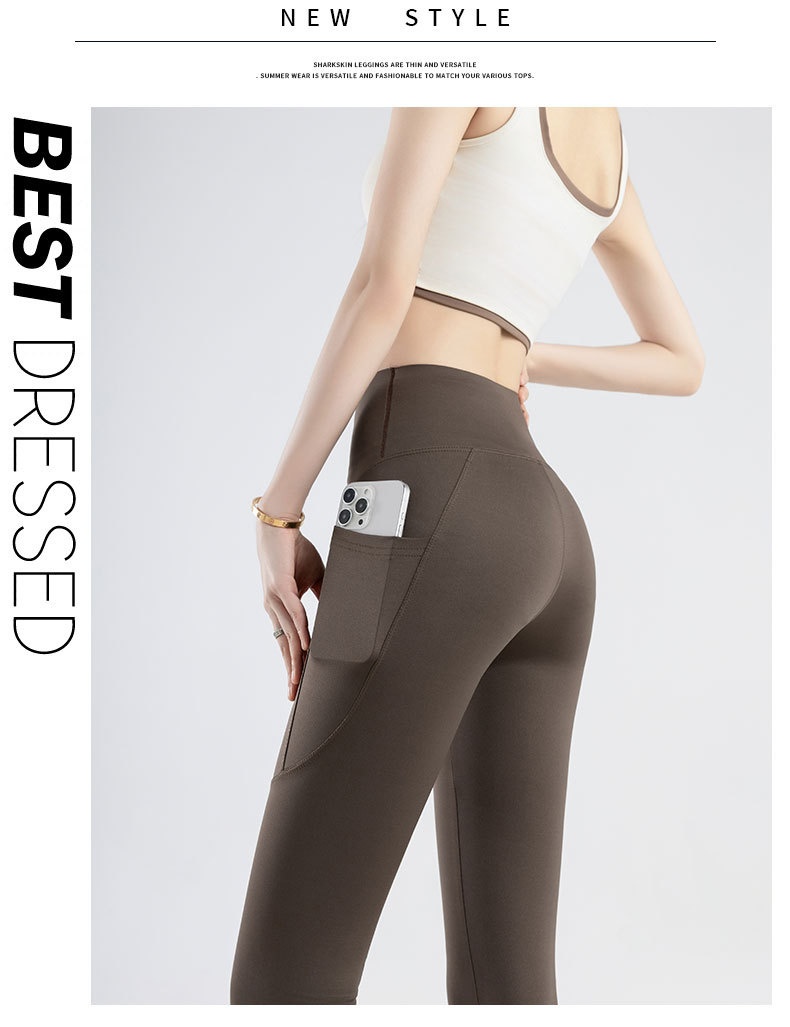 Shark-Inspired Mesh Pocket High-Waist Slimming Leggings