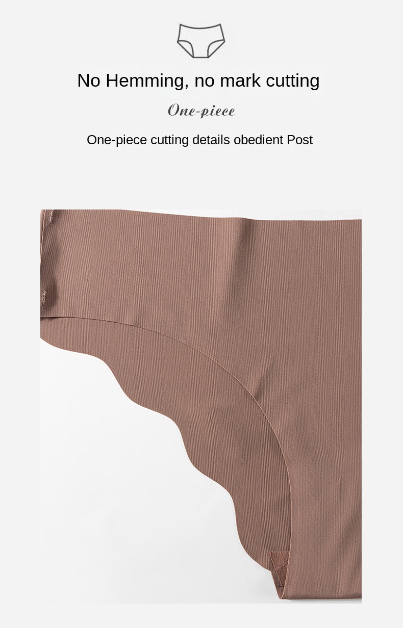 New Seamless Ice Silk Underwear for Women with Cloud Ruffle Edge Low-Waist Yoga Sports Briefs