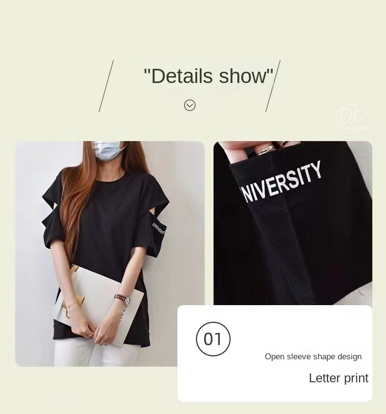 Osaka 2024 Cross-Border New Style Plus Size Women's Off-Shoulder Design Round Neck Short Sleeve T-Shirt Loose Casual Ins Trend