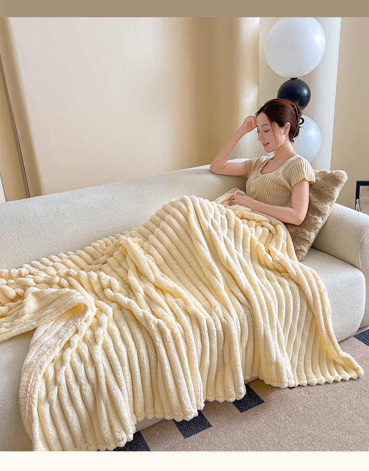 2024 Cross-Border Solid Rabbit Fur Blanket Coral Fleece Blanket Office Nap Sofa Cover Sheet Dropshipping