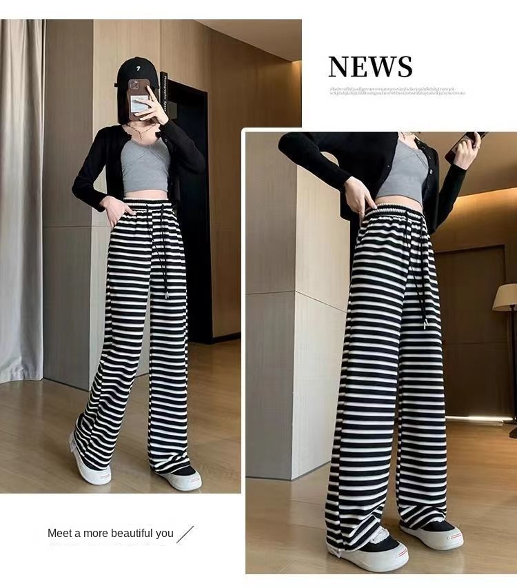 Stripe Casual Palazzo Pants for Women
