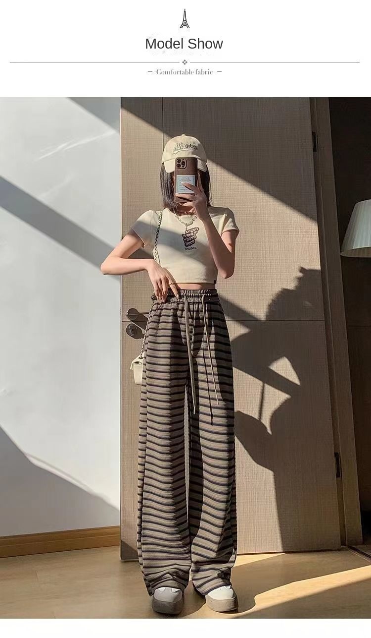 Stripe Casual Palazzo Pants for Women