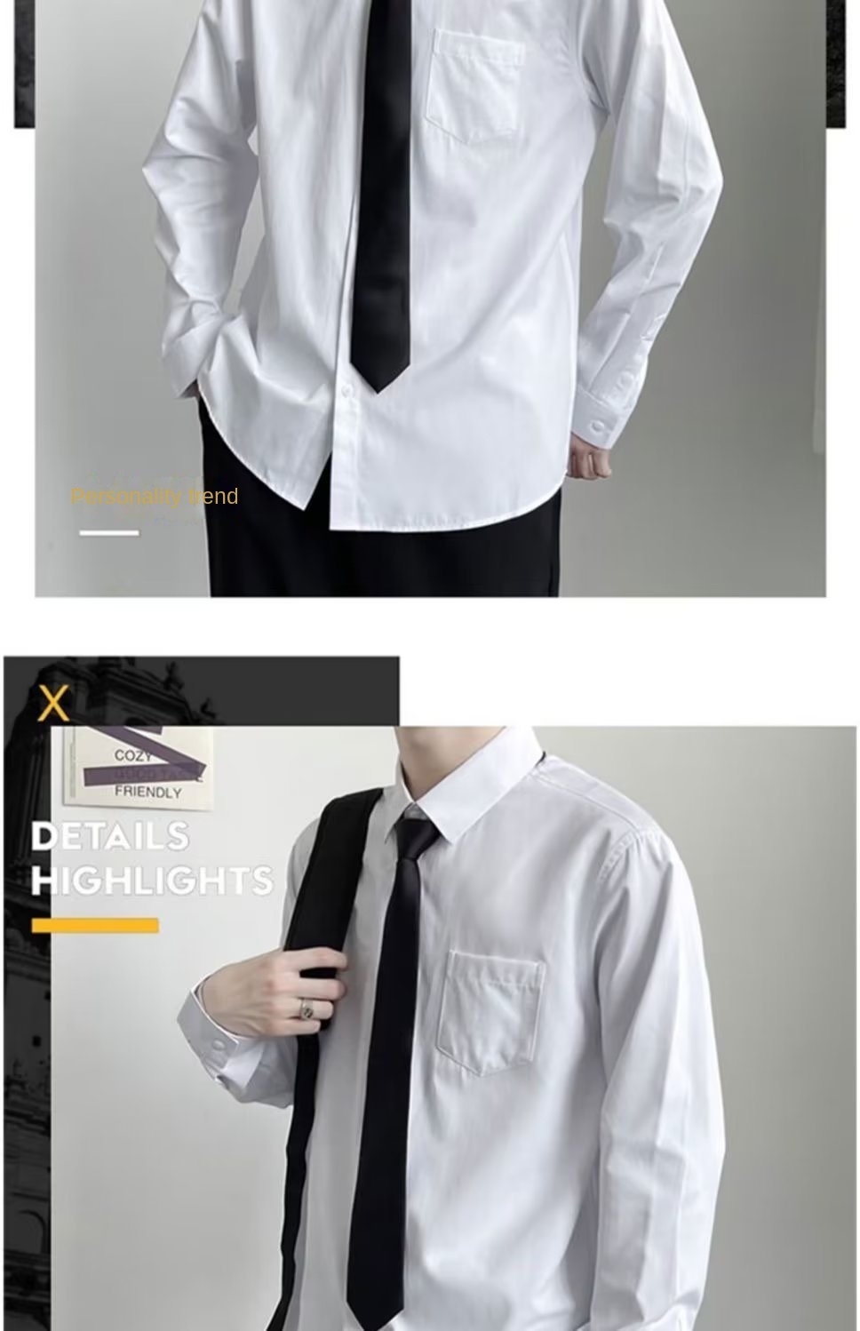 Japanese Style Trendy White Long Sleeve Shirt for Men, Versatile and Relaxed Solid Color Couple's Outfit, Round Neck Sweater for Men, New Autumn Style, Casual and Trendy Solid Color Thin Sweatshirt, Korean Style COZY FRIENDLY FASHION STYLE 2021 NEW ARRIVALS AVAILABLE IN COLORS SIZE CHART SIZE WAIST HIP LEG LENGTH S 72 105 48 96 M 76 109 49 98 L 80 113 50 100 XL 84 117 51 102 2XL 88 121 52 104 3XL 92 125 53 106 Unit: CM SIZE CHART DATA FOR REFERENCE ONLY, DUE TO MANUAL MEASUREMENT, THERE MAY BE A DEVIATION OF ABOUT 1-3CM DESIGN HIGHLIGHTS SIZE RECOMMENDATION S M Suitable for wearing range Suitable for wearing range Height(CM): 155-160 Height(CM): 160-170 Weight(KG): 43-45 Weight(KG): 45-55 L XL Suitable for wearing range Suitable for wearing range Height(CM): 170-175 Height(CM): 175-180 Weight(KG): 55-60 Weight(KG): 60-70 2XL 3XL Suitable for wearing range Suitable for wearing range Height(CM): 175-180 Height(CM): 175-185 Weight(KG): 70-76 Weight(KG): 76-80 PRODUCT DISPLAY COZY FRIENDLY TRENDY X COZY FRIENDLY DETAILS HIGHLIGHTS