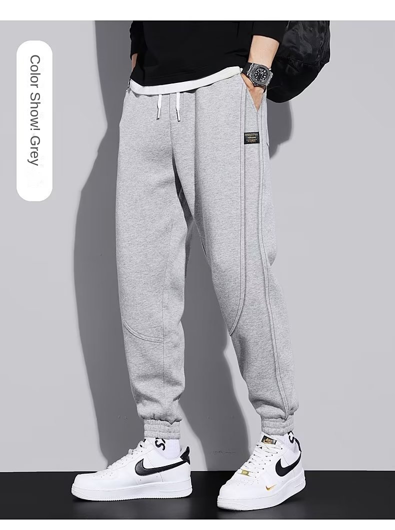 Men's Casual Joggers for Spring and Autumn, Loose Cuffed Pants, Autumn Drawstring Knitted Sports Pants, Trendy Men's Long Pants