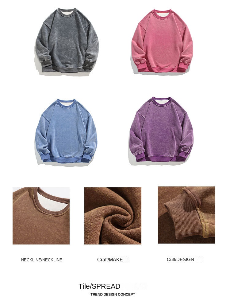 Cross-Border 550G Heavy Fleece Washed Sweatshirt