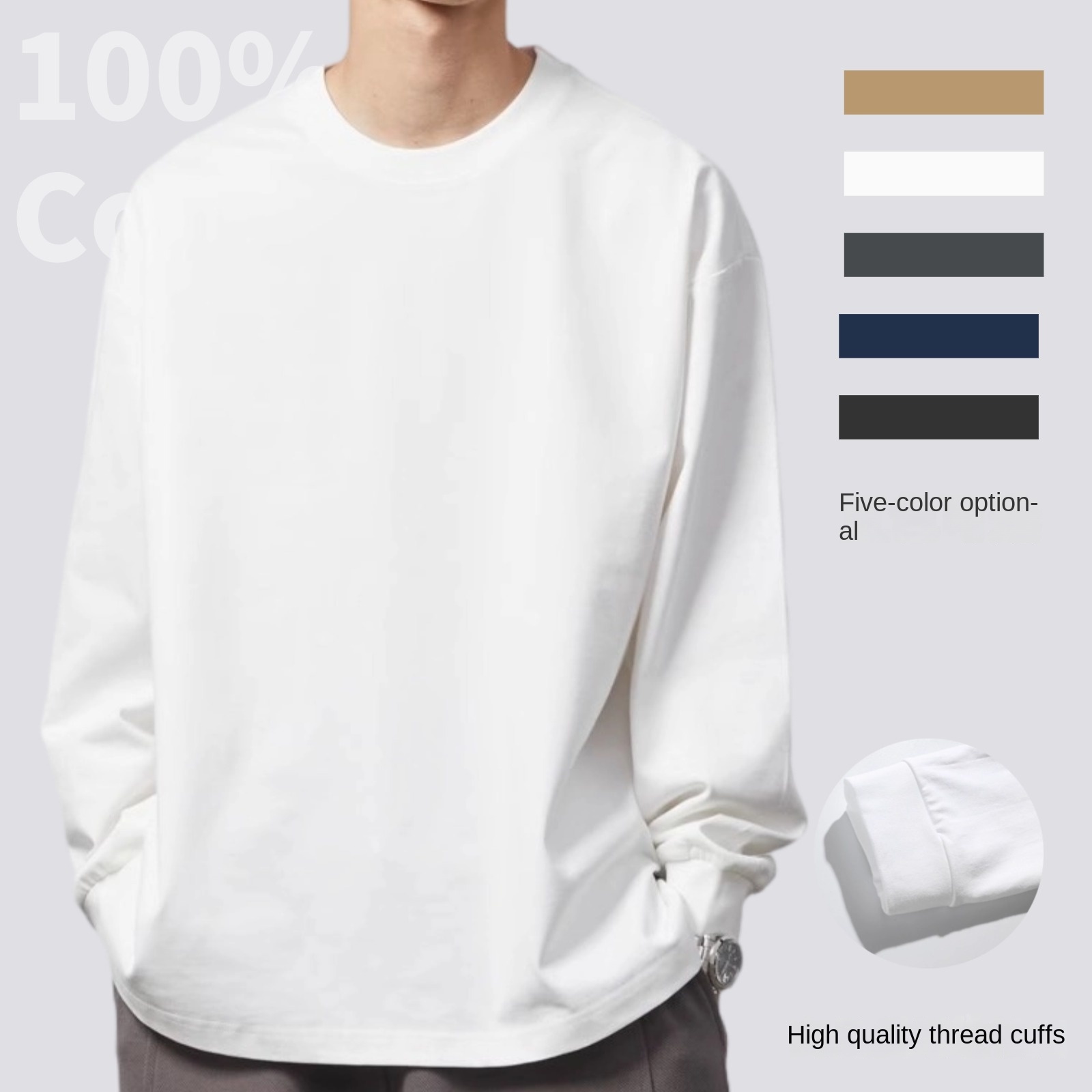 Heavyweight Cotton Men's Long Sleeve T-Shirt