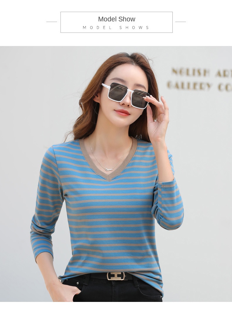 Striped Long Sleeve Women's Top for Autumn and Winter