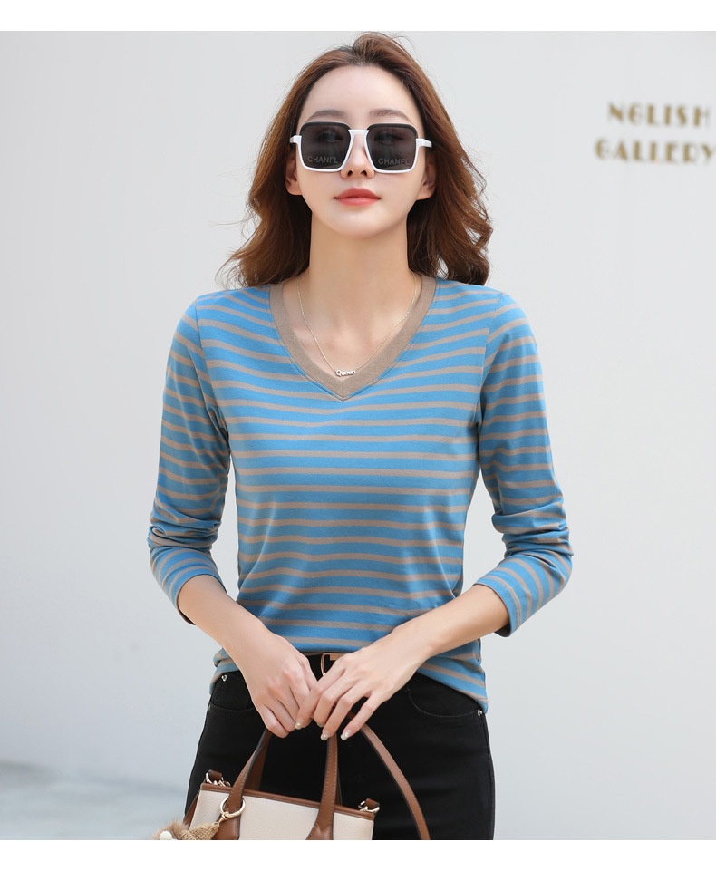 Striped Long Sleeve Women's Top for Autumn and Winter