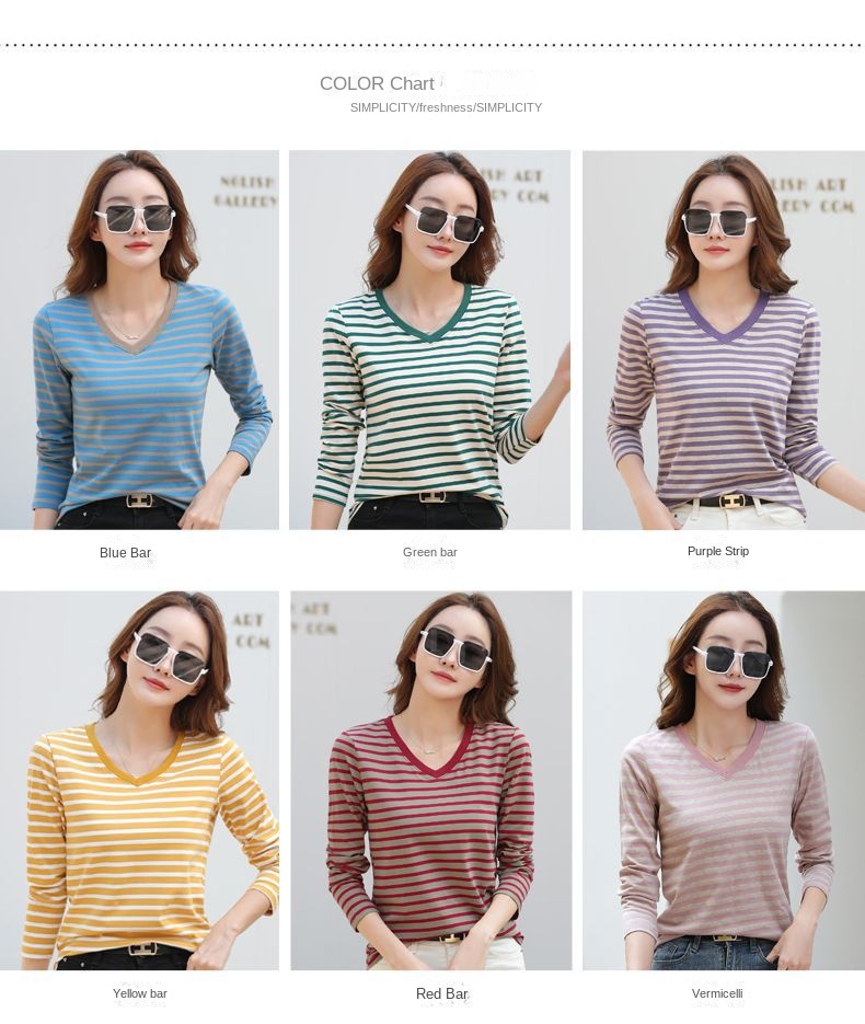 Striped Long Sleeve Women's Top for Autumn and Winter