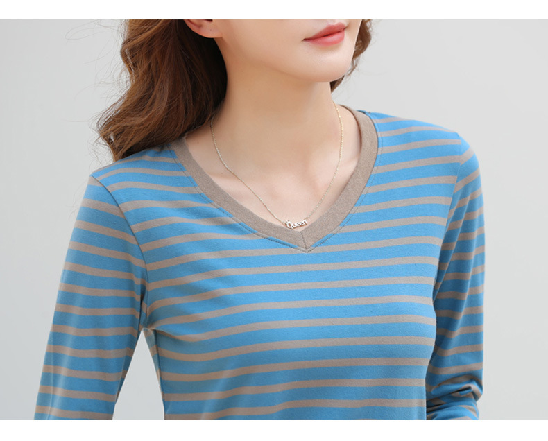 Striped Long Sleeve Women's Top for Autumn and Winter