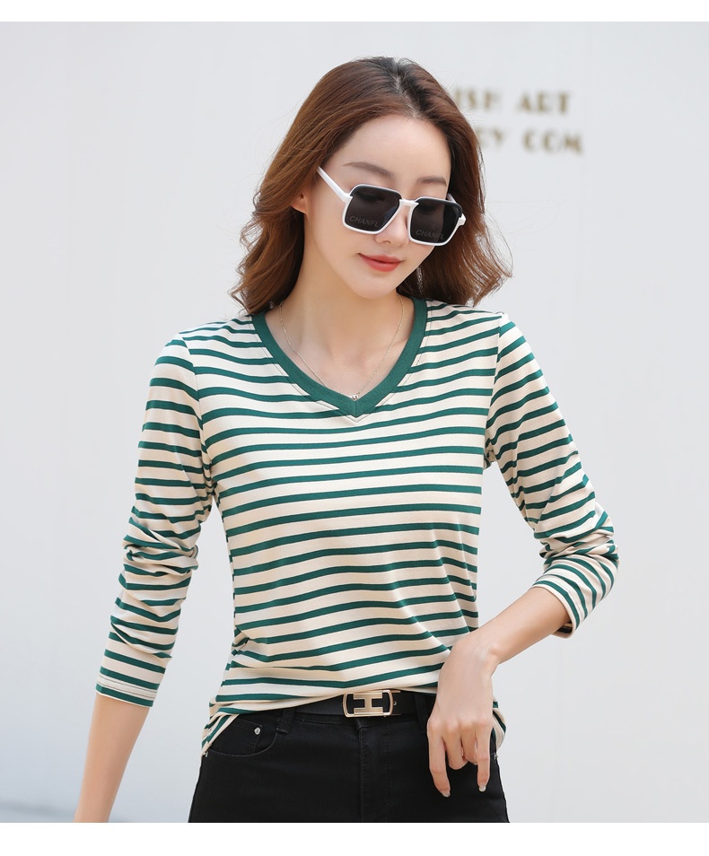 Striped Long Sleeve Women's Top for Autumn and Winter