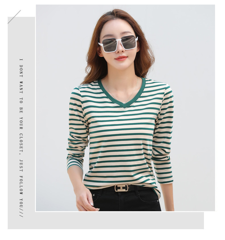 Striped Long Sleeve Women's Top for Autumn and Winter