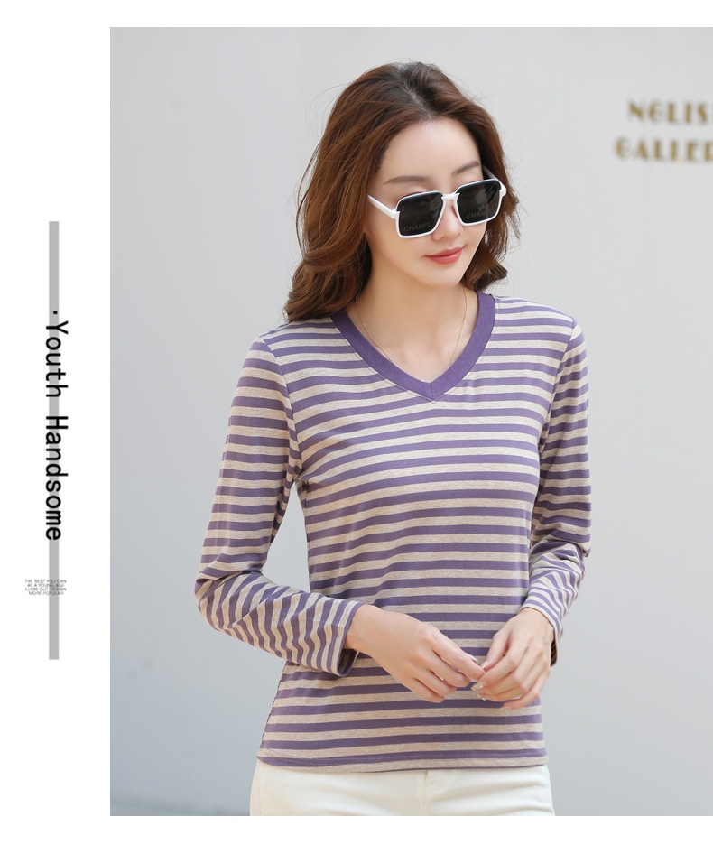 Striped Long Sleeve Women's Top for Autumn and Winter