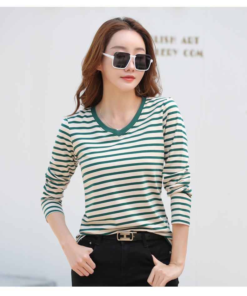 Striped Long Sleeve Women's Top for Autumn and Winter