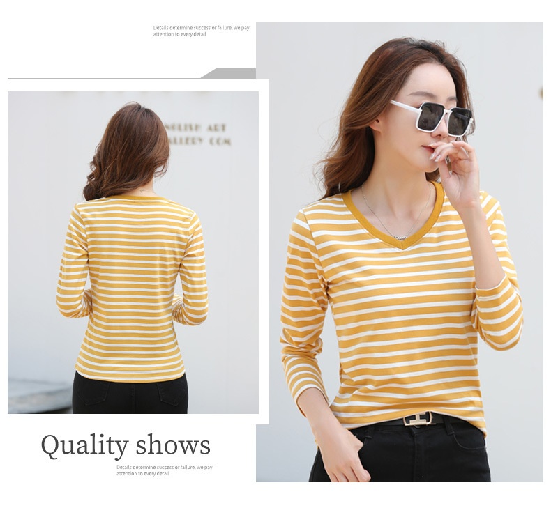 Striped Long Sleeve Women's Top for Autumn and Winter