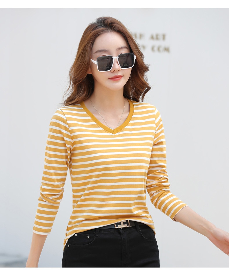 Striped Long Sleeve Women's Top for Autumn and Winter